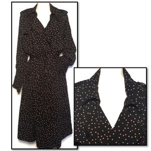 Who What Wear Black Tan Polka Dot Trenchcoat NWOT